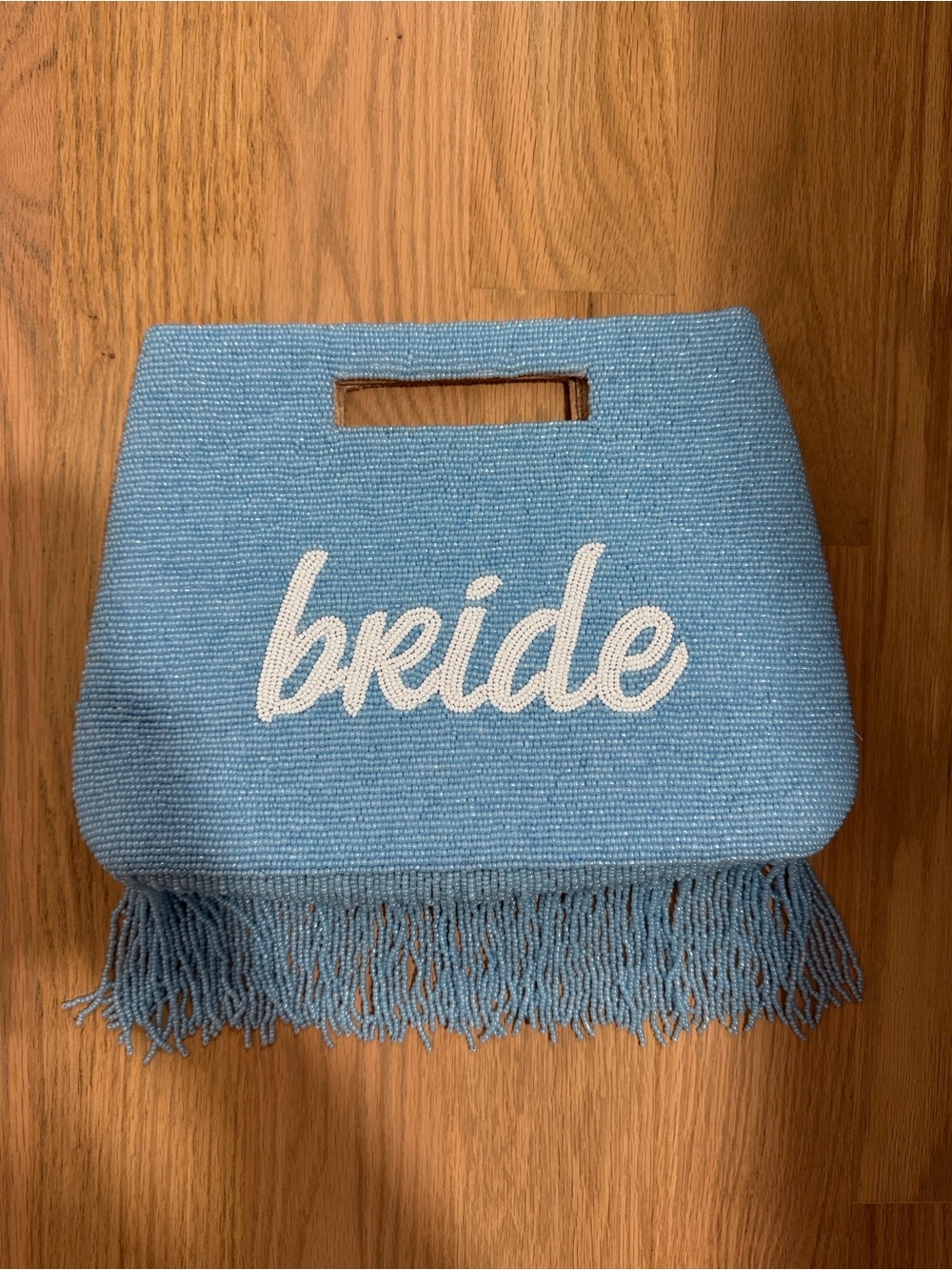 Light Blue 'Bride' Beaded Fringe Bag